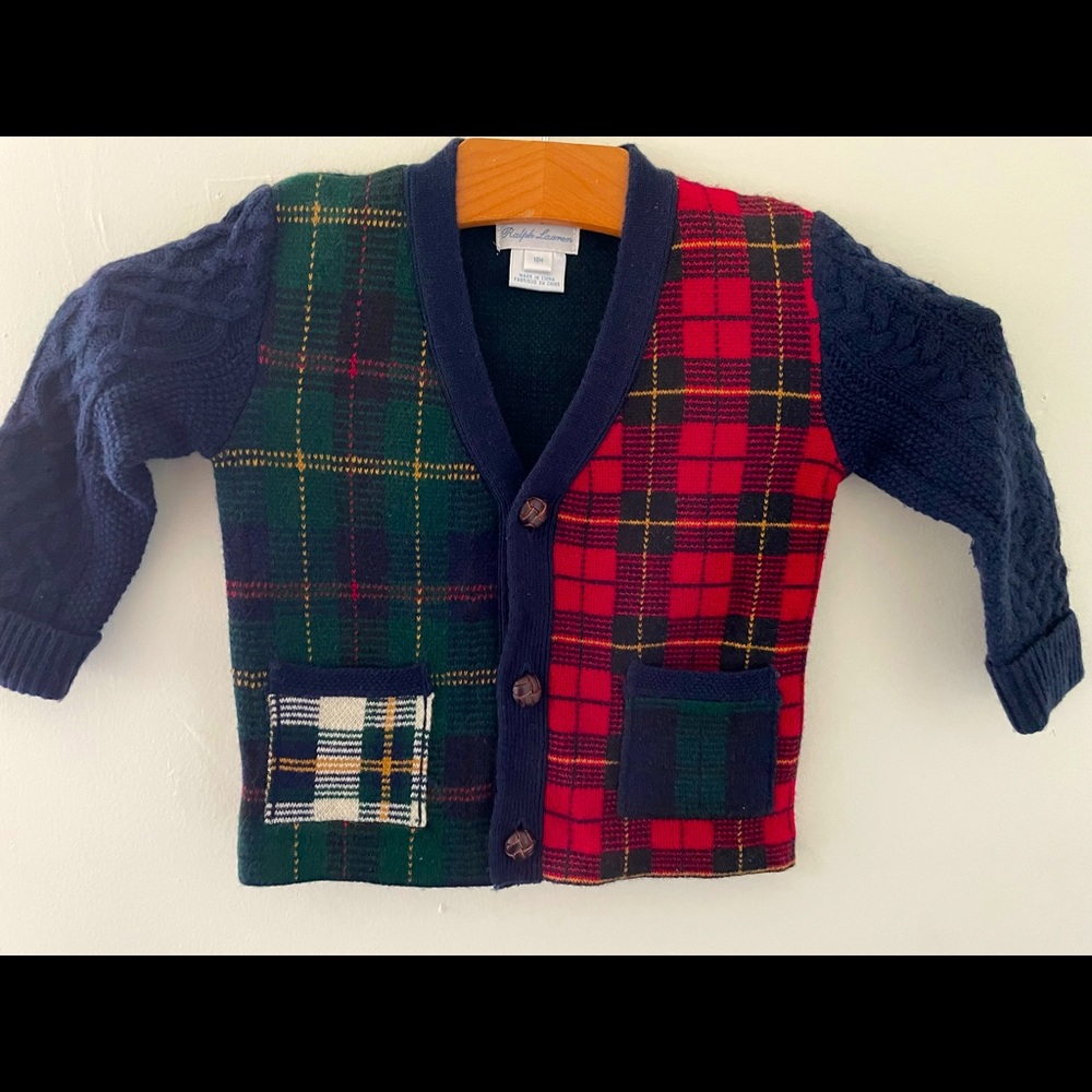 Ralph Lauren Toddler Plaid Wool Cardigan